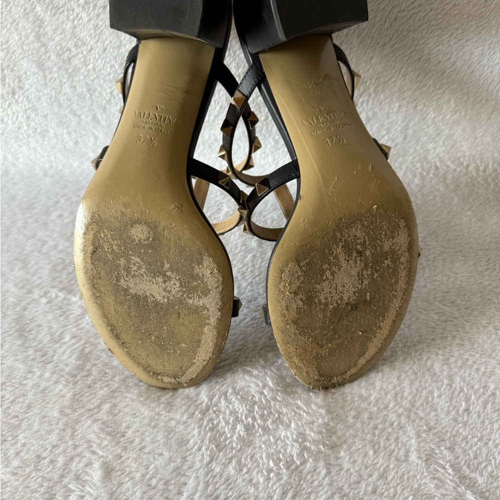 Valentino Black and Gold Studded Women's Sandals - Picture 7 of 7